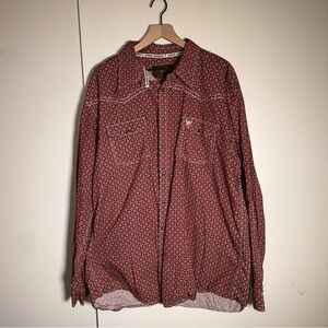 COWBOY HARDWARE patterned oversized cowboy western rodeo pearl snap shirt XXL
